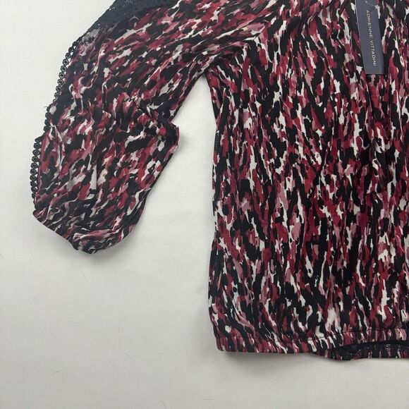 NWT Adrienne Vittadini 3/4 Sleeve Pink Animal Print Semi Sheer Blouse Lined S - Picture 5 of 9